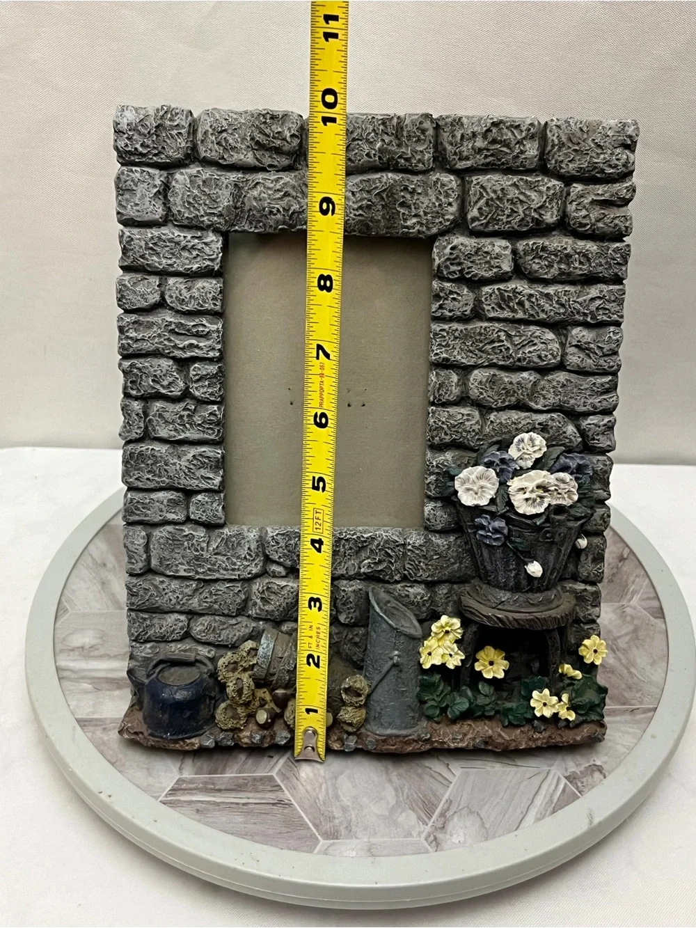 Rustic Stone Wall Garden Flower Pot 4x6 Picture Frame Cottage Decor